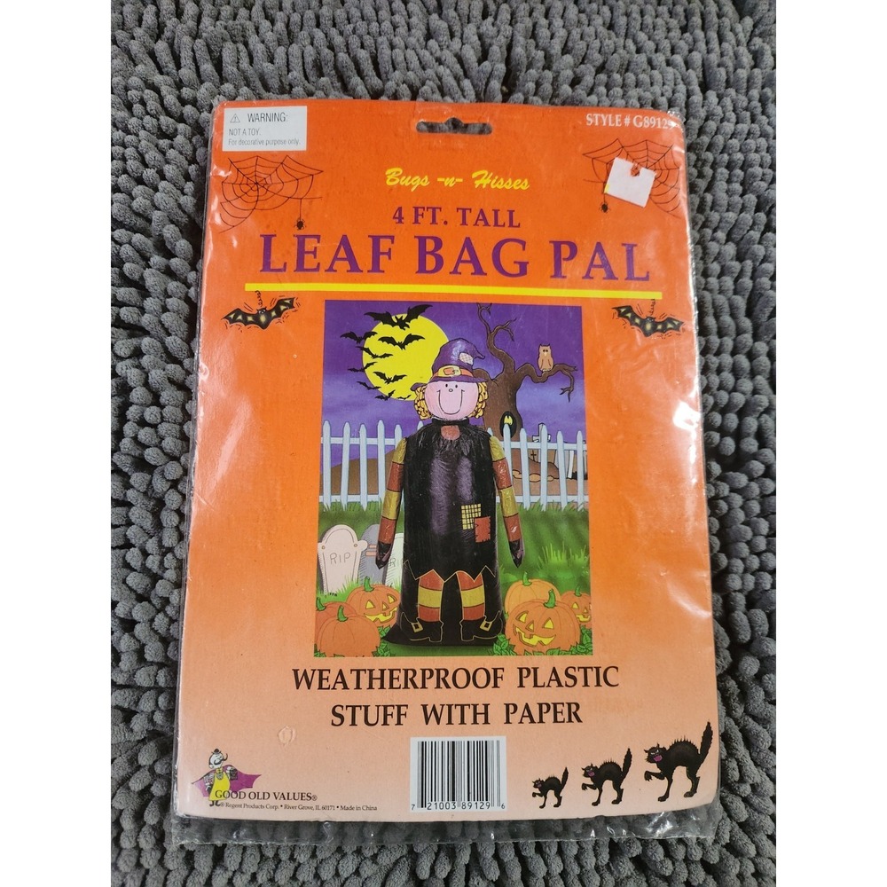 Vintage Halloween Scarecrow 4Ft Tall Waterproof Leaf Bag Pal 1999~NEW IN PACKAGE